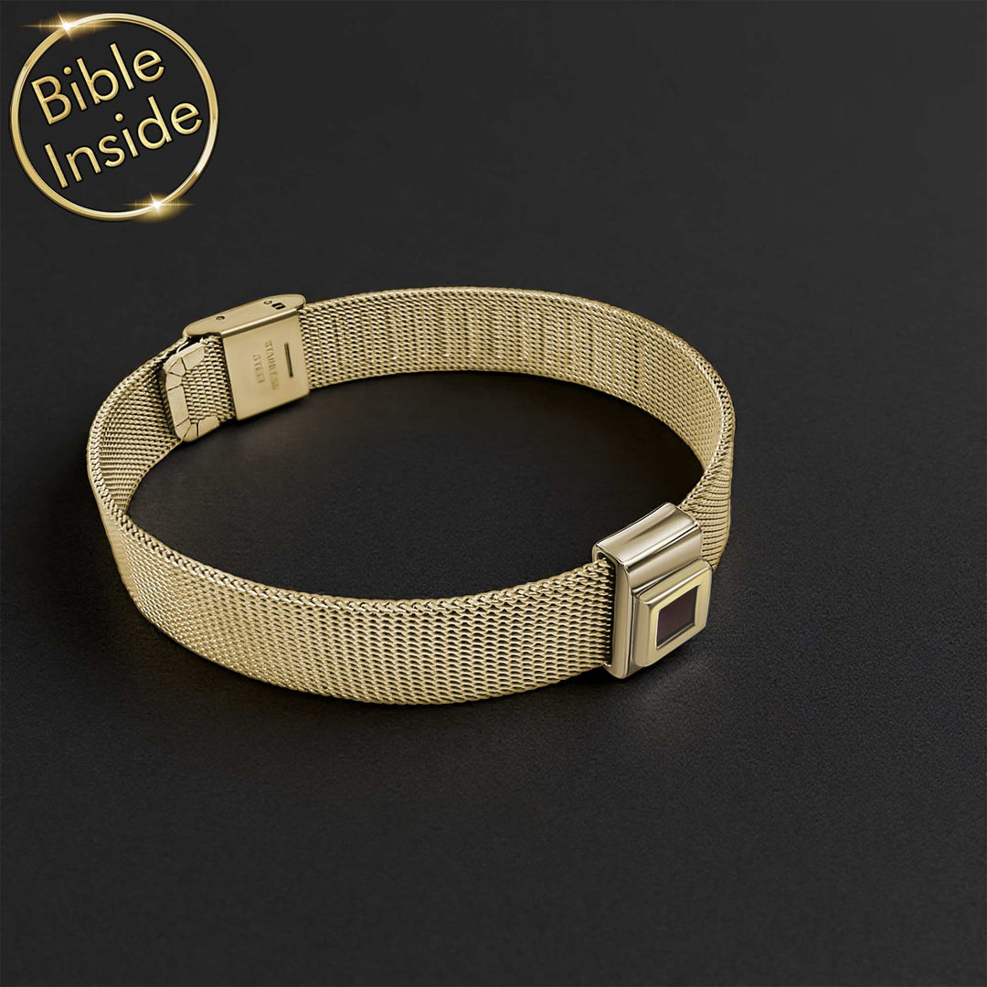 Biblical Christmas gift bracelet with polished square design for daily wear