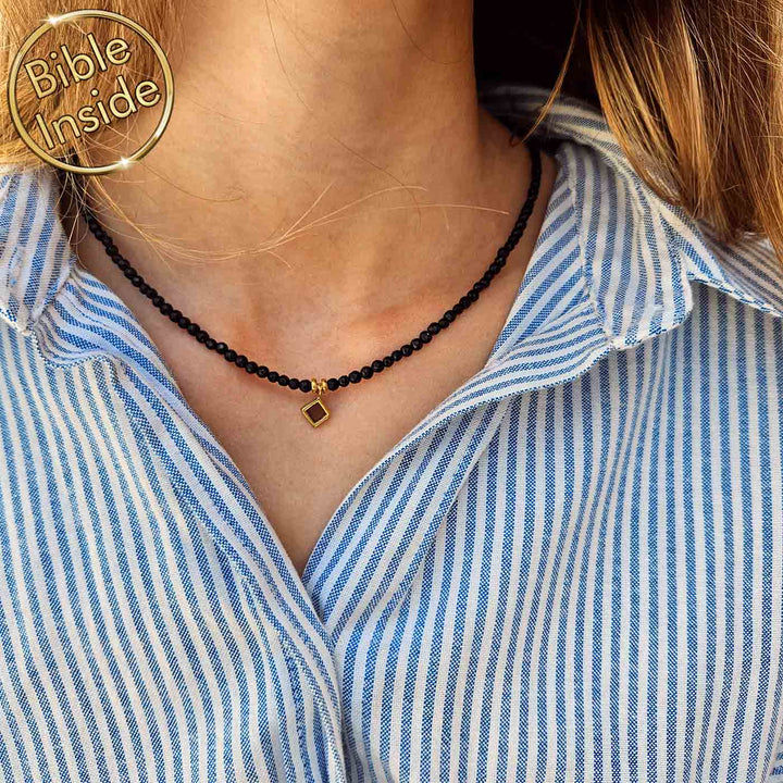 Christian birthday gift rhombus necklace in gold finish for women