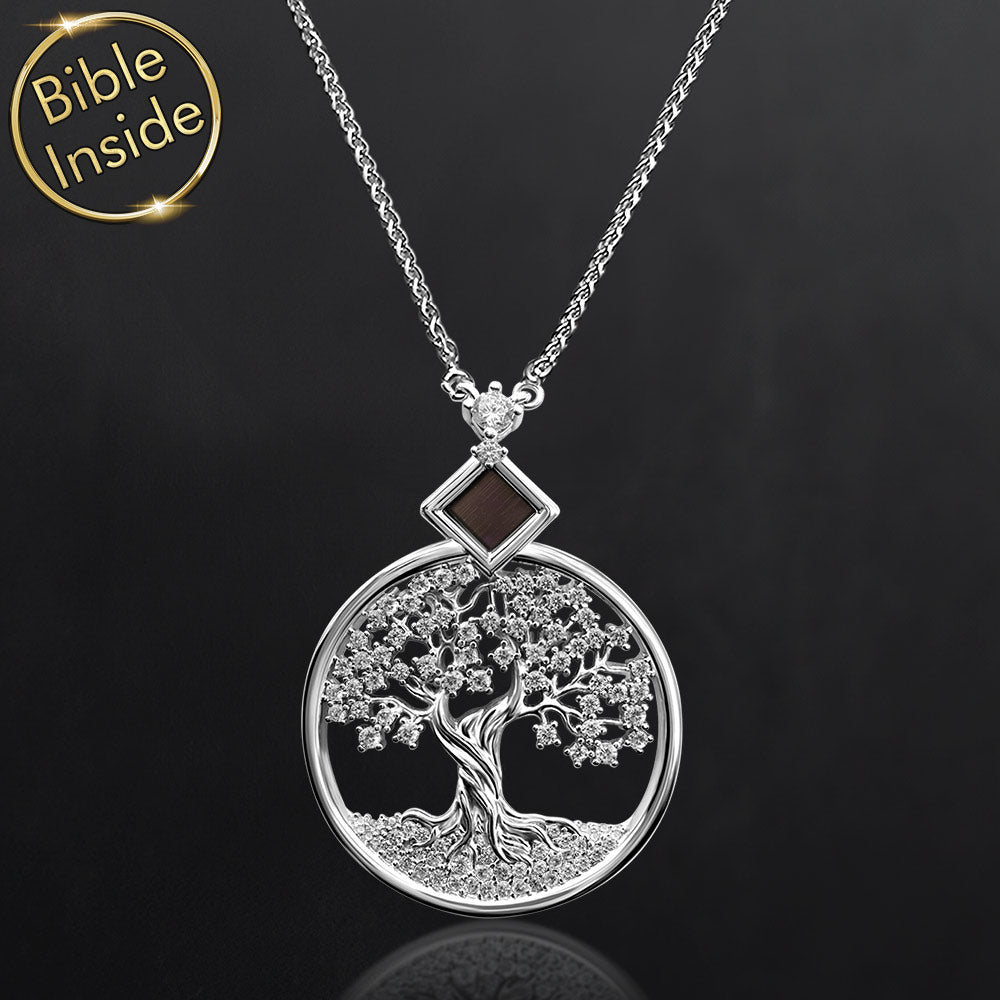 Christian Christmas gift for mom, tree of life pendant silver jewelry
