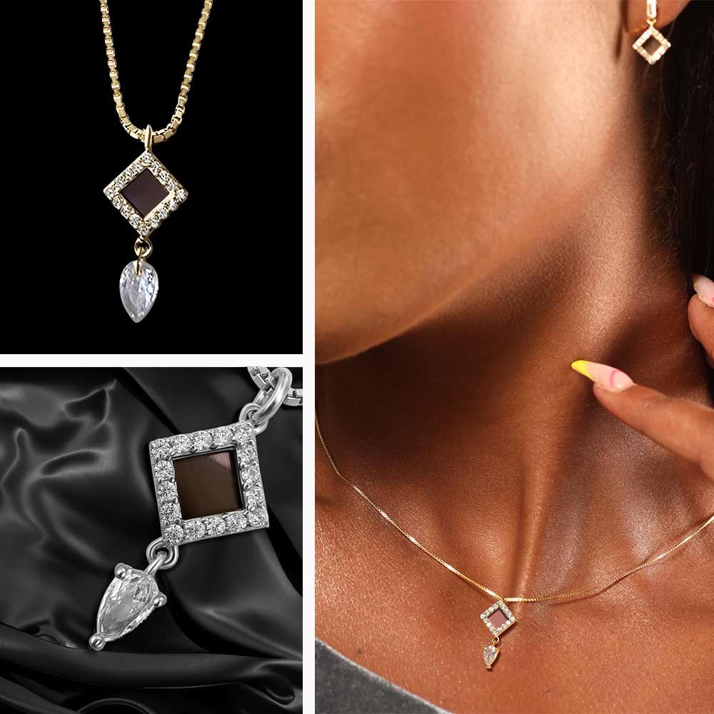 Christian jewellery for women rhombus pendant with nano Bible technology