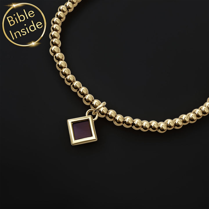 Sleek positive Christian jewelry bracelet – stainless steel with nano Bible technology