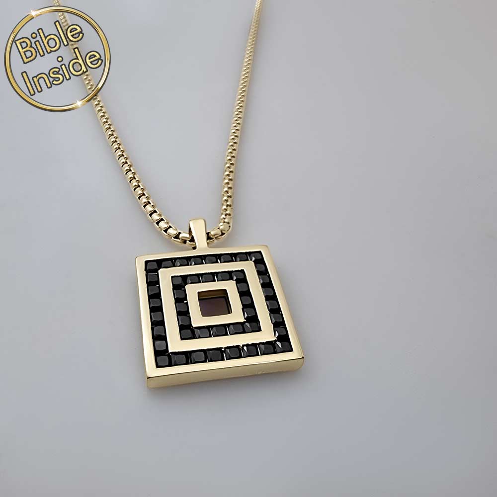 Cool Christian jewelry with high-tech square pendant for daily wear