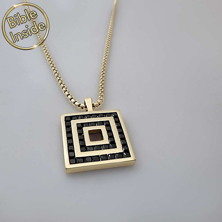 Cool Christian jewelry with high-tech square pendant for daily wear