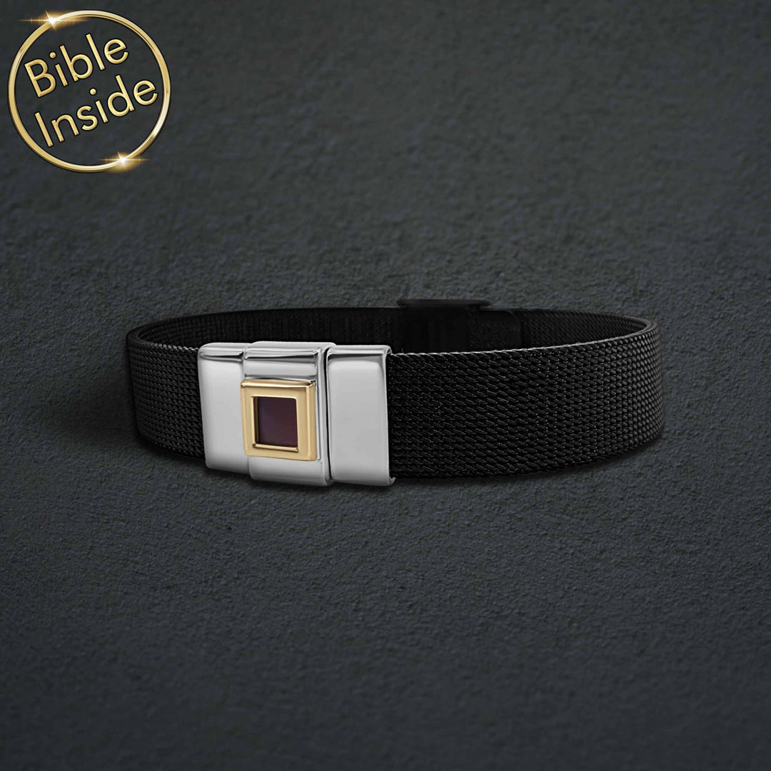 Christian jewelry bracelet for men - Knox-3 with miniature Bible technology