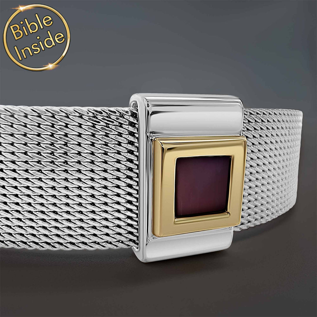 Faith-inspired mens Christian jewelry bracelet with invisible scripture - modern masculine design
