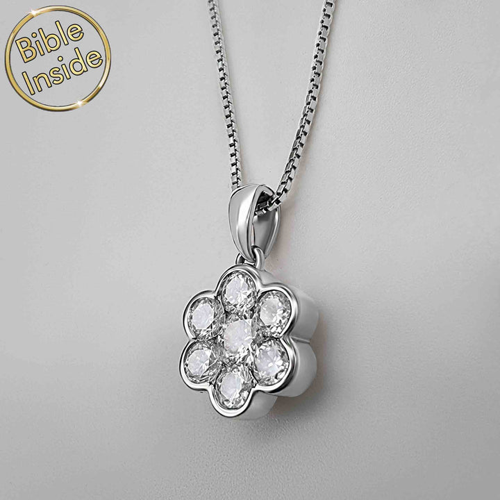 18k gold Christian pendant necklace with diamond gladiolus charm