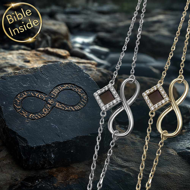 Infinity Christians jewelry bracelet featuring microscopic Bible technology