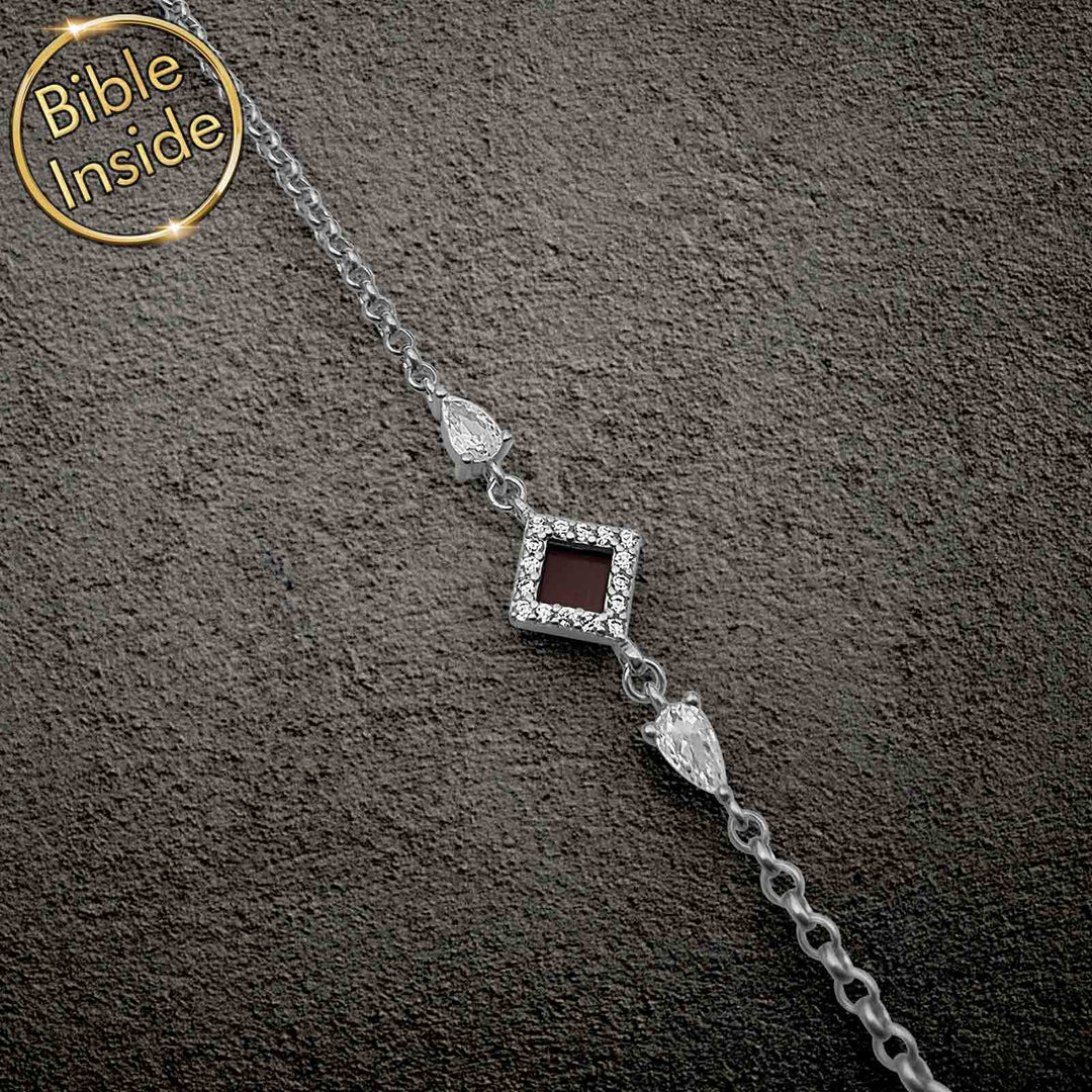 Women's Christian jewelry with sparkling CZ stones - Scripture-containing bracelet