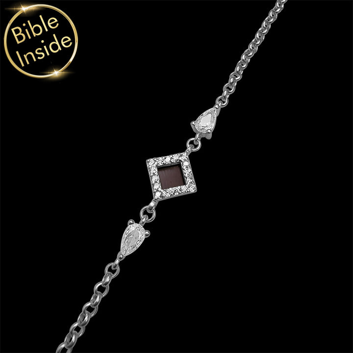 Women's Christian jewelry featuring nano Bible technology - rhombus design