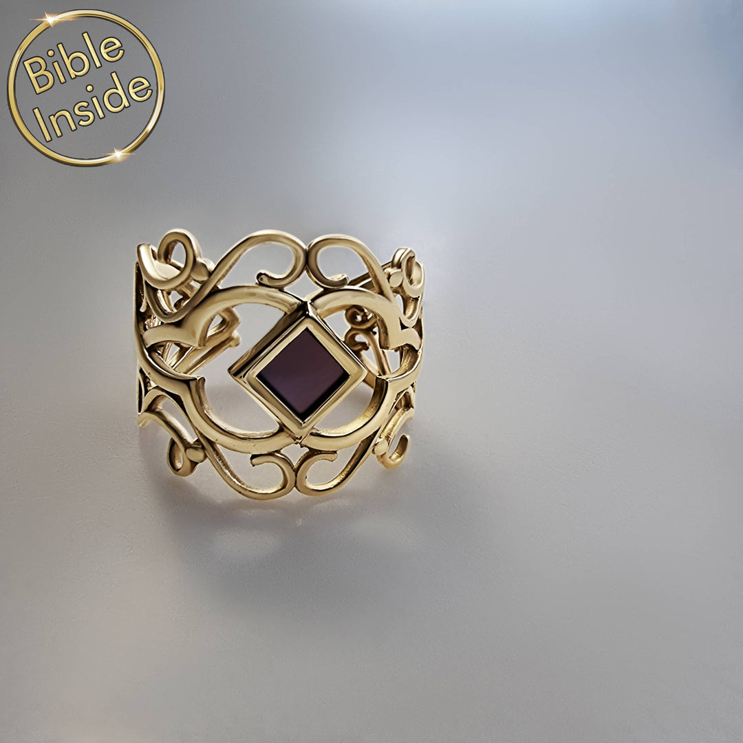 Christian rings for women with invisible scripture - contemporary gold design