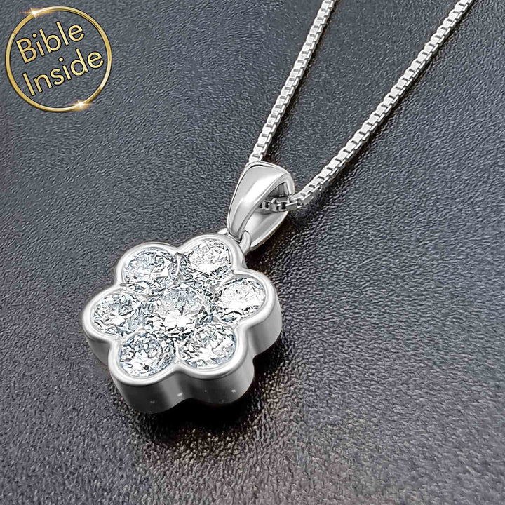 Silver Christian necklace alternative – elegant flower design
