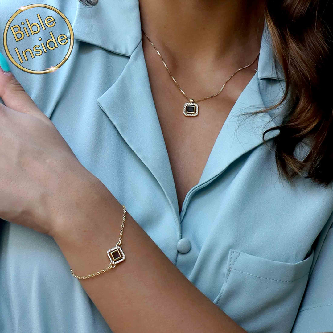 Elegant Christian necklace for women with scripture chip