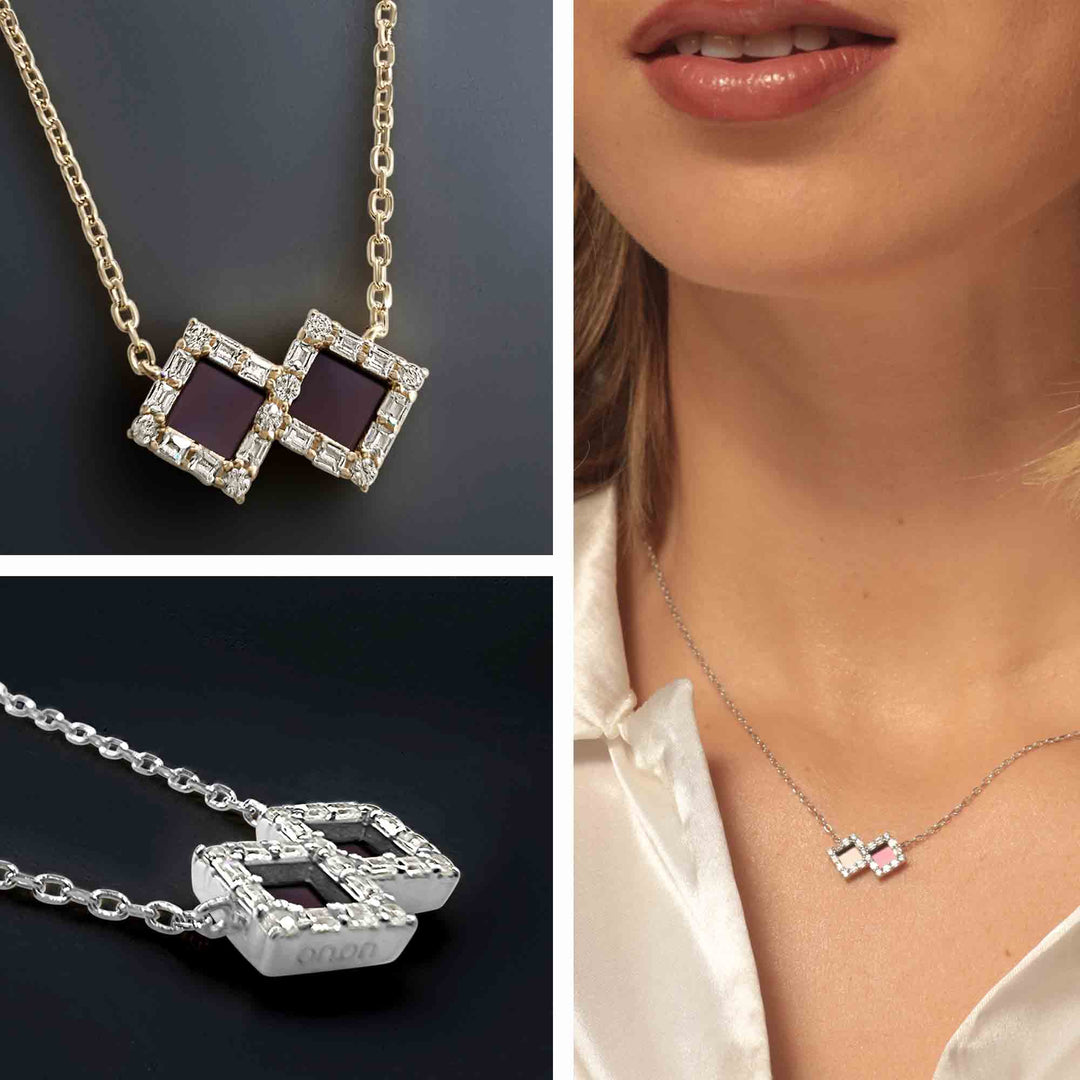 Christian necklaces with square pendant featuring nano Bible technology