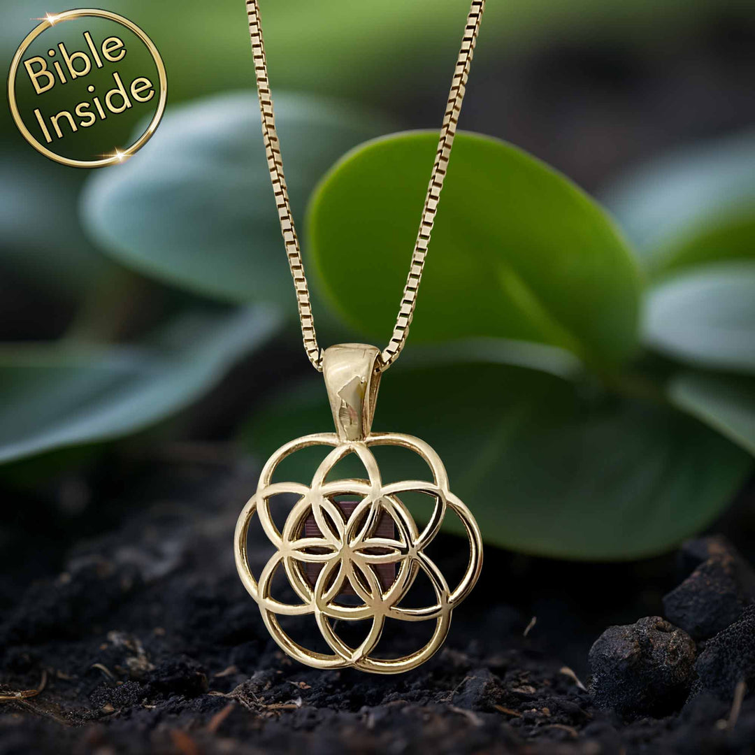 Biblical Christmas gifts featuring harmony symbol and microscopic Scripture chip