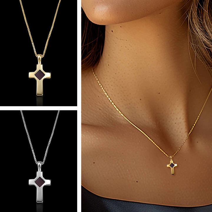 Christian Christmas gift cross necklace with nano Bible chip for women