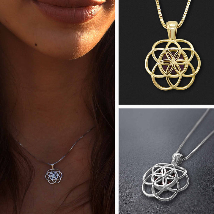 Christianity jewelry necklace with Seed of Life pendant and nano Bible