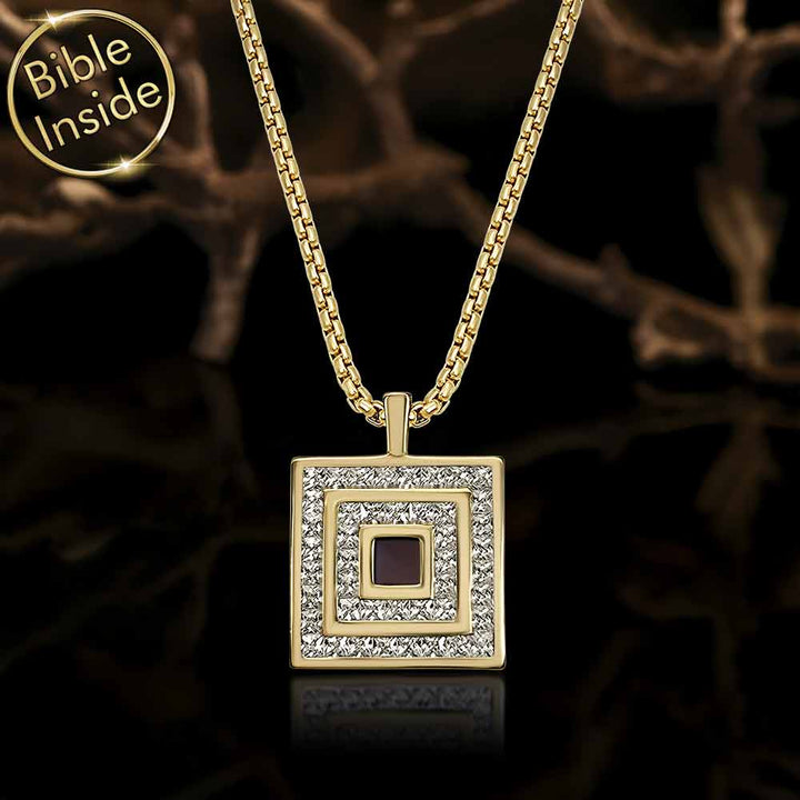 Christian chain necklace with square pendant and nano chip