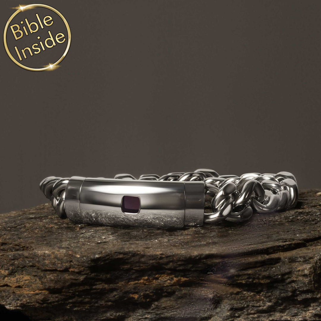 Men's Christianity gifts bracelet featuring miniature Bible chip – unique Christian present