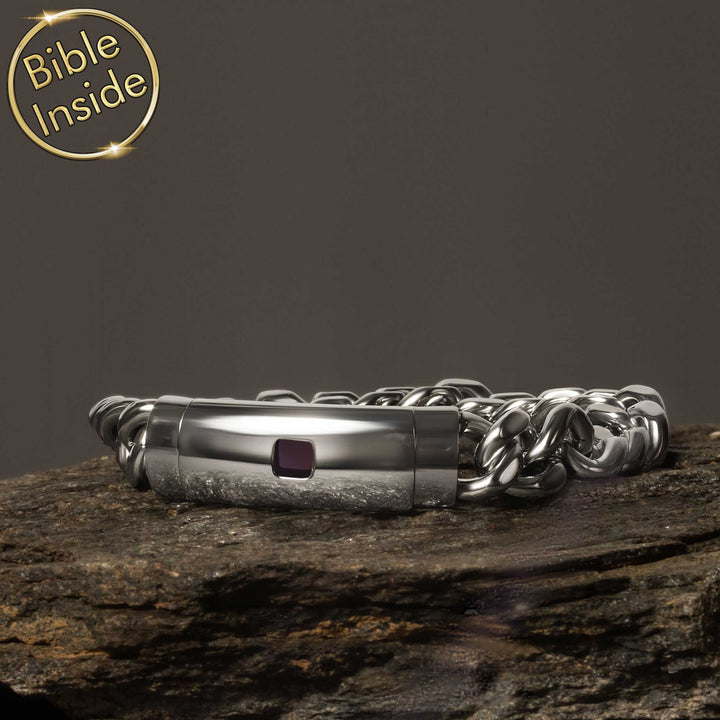 Men's Christianity gifts bracelet featuring miniature Bible chip – unique Christian present