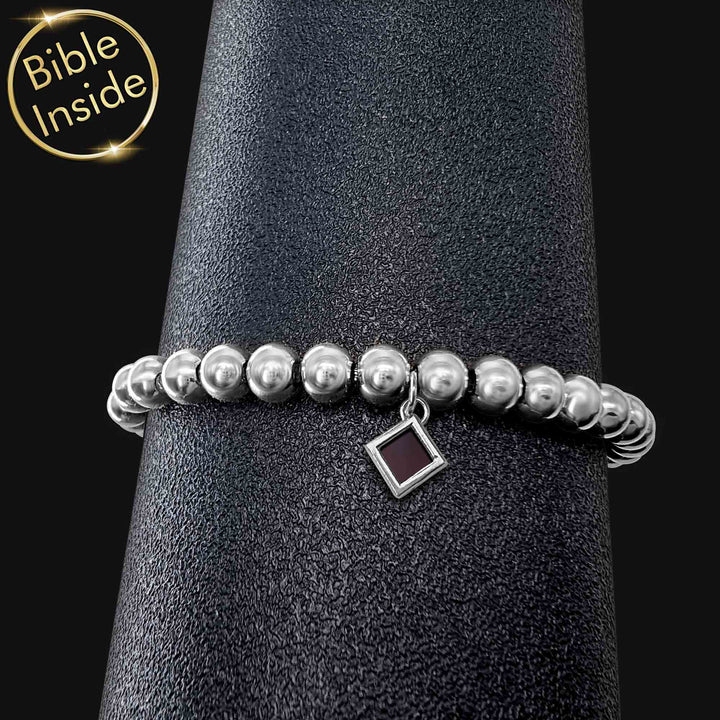 Stainless steel Christian gifts bracelet with miniature Bible technology
