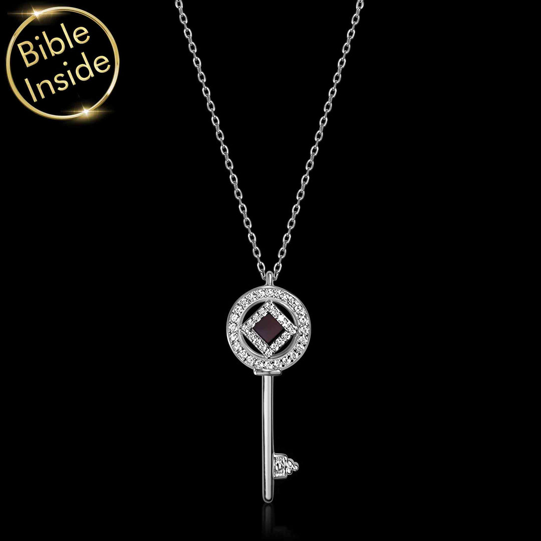 Sterling silver key necklace, meaningful Christmas gift for Christians
