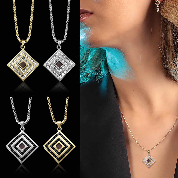 Christmas gifts for Christians – rhombus necklace with nano Bible chip