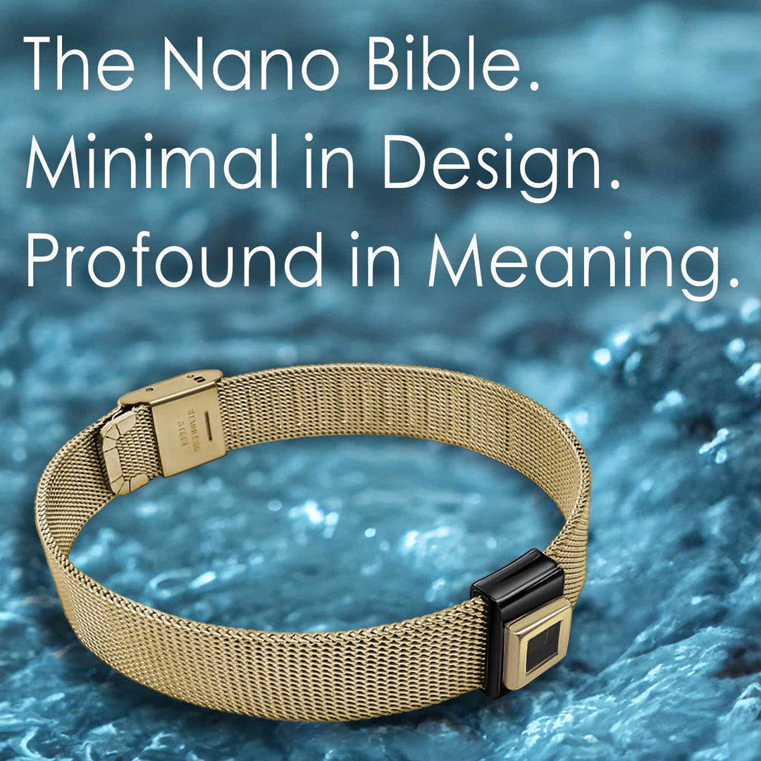 Men's gold bracelet with New Testament nano chip - perfect Christian Christmas present