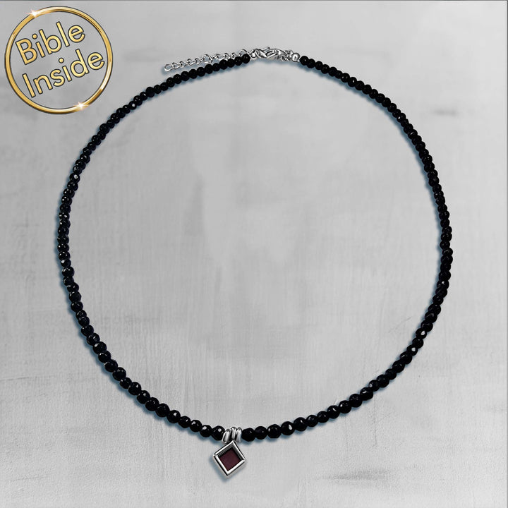 Silver rhombus biblical necklace with nano chip technology