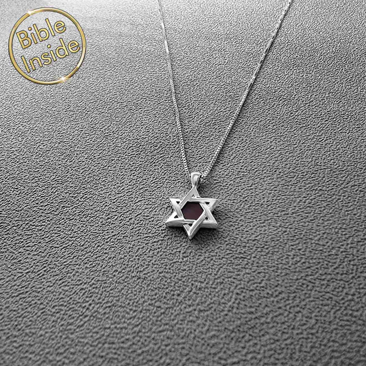 Jewish star silver necklace containing New Testament – heritage meets faith