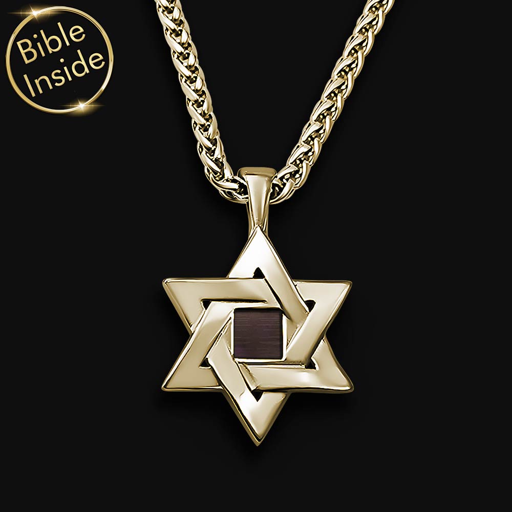 Star of david pendant men's design with hidden scripture