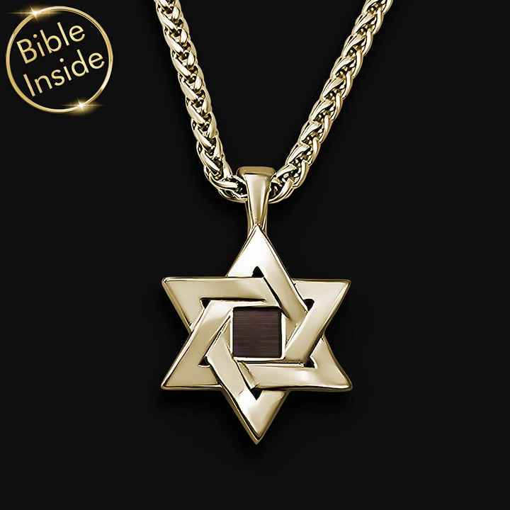 Star of david pendant men's design with hidden scripture