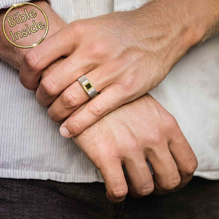 Hercules ring for husband featuring New Testament nano chip