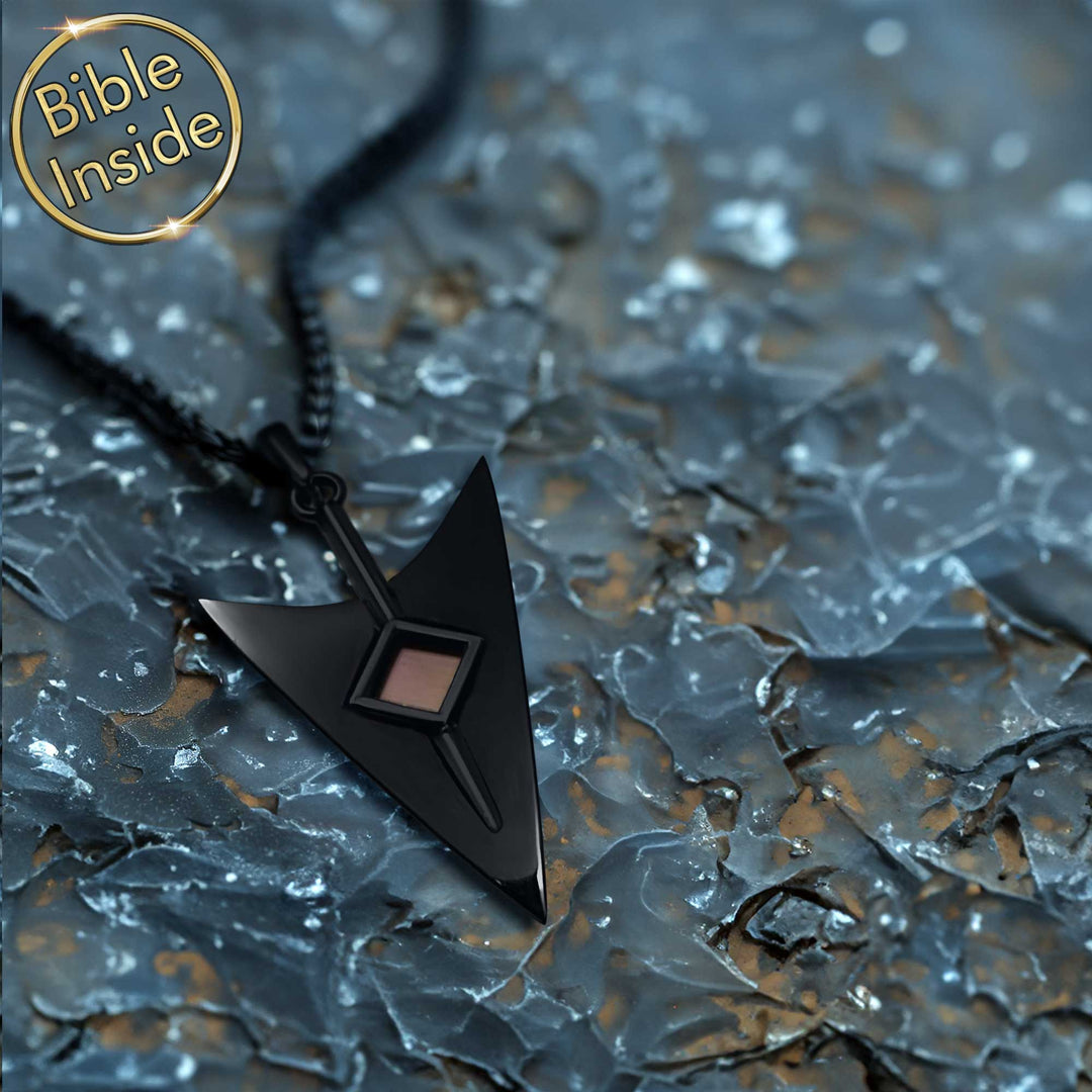 Gold arrow necklace with Testament inside – gifts for Christian men