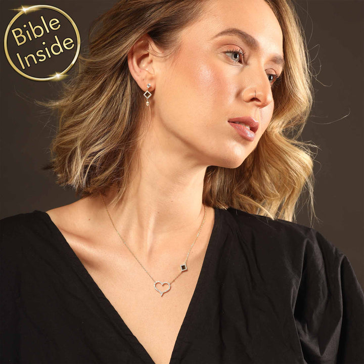 Gold valentine gift for her featuring complete Bible on microscopic chip
