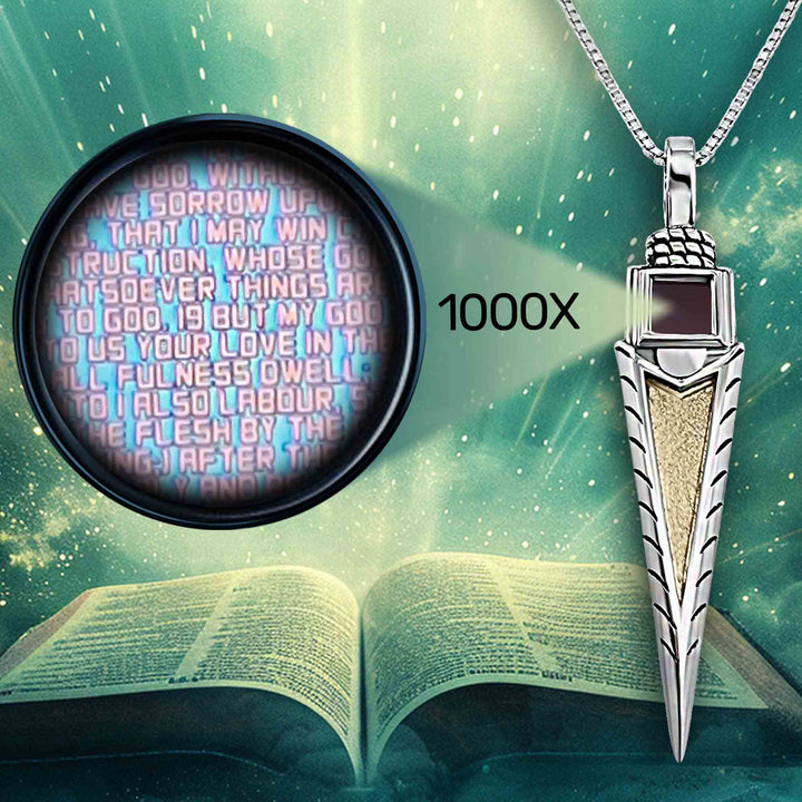 Christian jewelry for men featuring arrow pendant with hidden New Testament