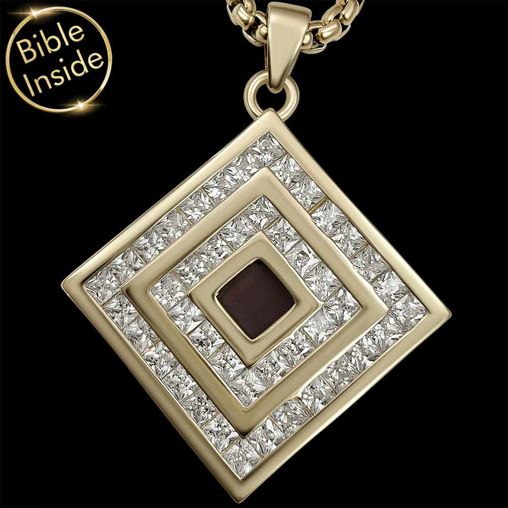 Best Christmas gifts for wife – nano Bible square pendant in gold