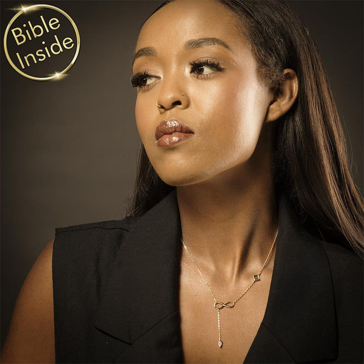 Women's valentine present Milan necklace featuring New Testament chip