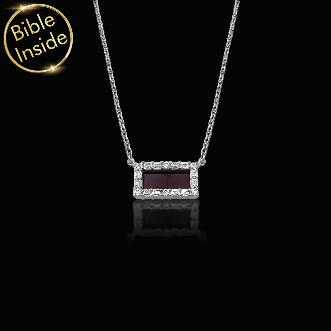 Rectangle necklace valentines present in sterling silver for daily wear