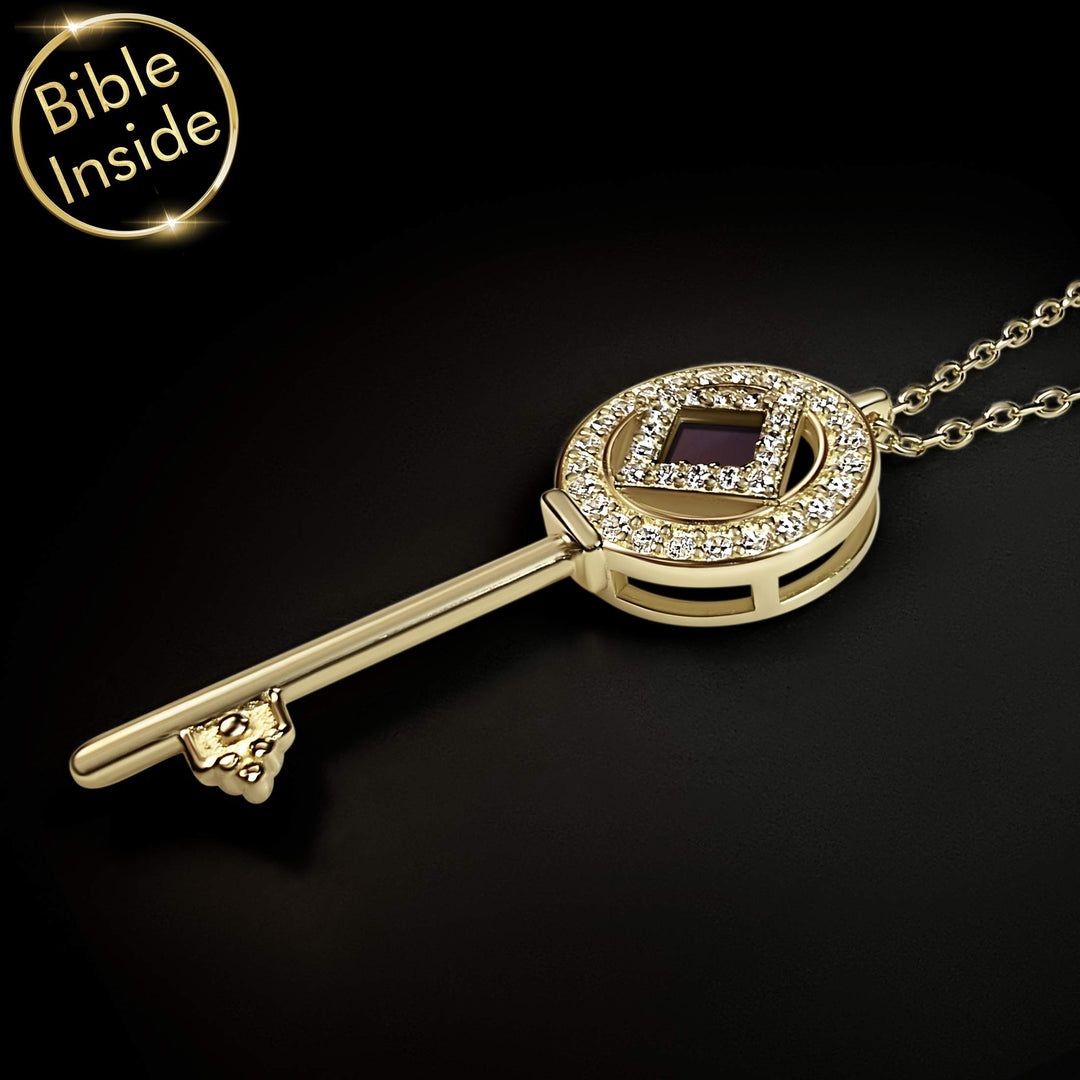Christian charm necklace with key pendant for daily faith expression
