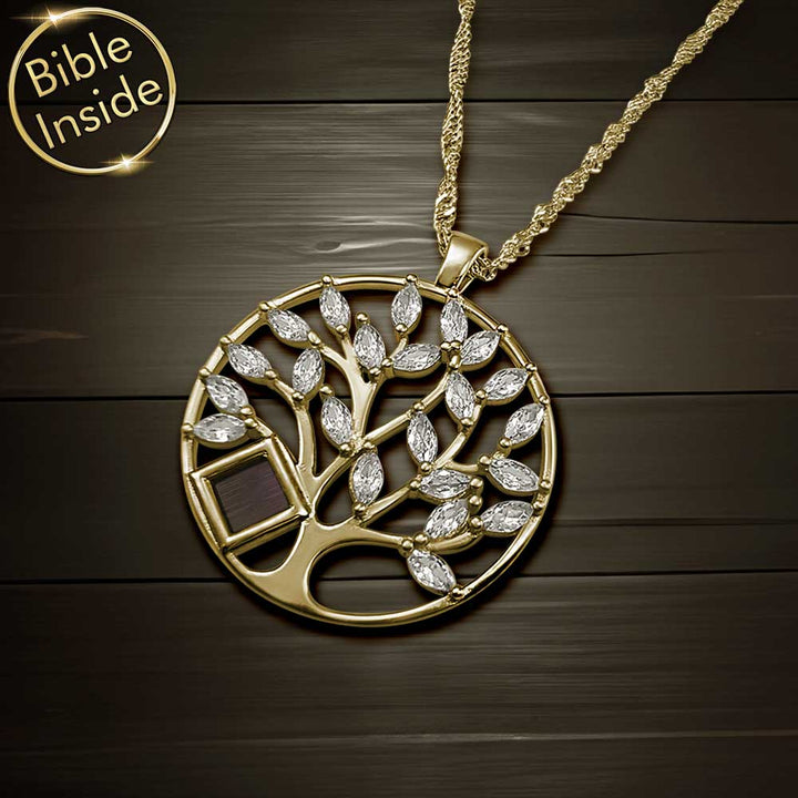 Men's Christianity necklace with minimalist tree of life symbol
