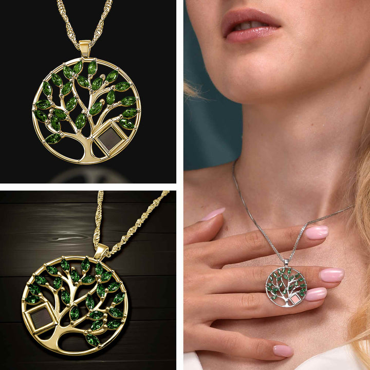 Gold necklace tree of life with nano Bible chip – elegant Christian jewelry