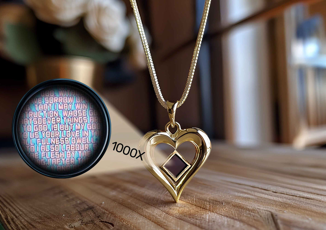 Minimalist heart necklace valentine present with scripture inside