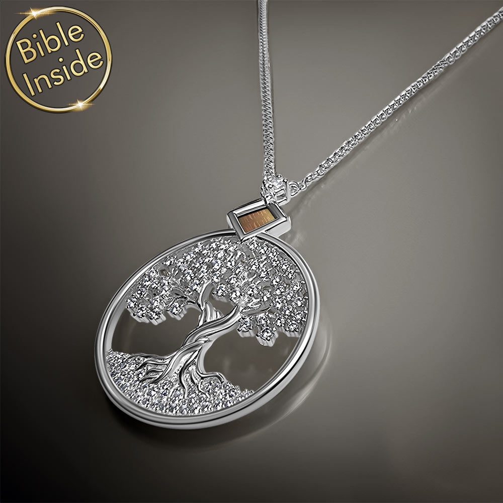 Vermeil Tree of Life pendant containing microscopic Bible scripture