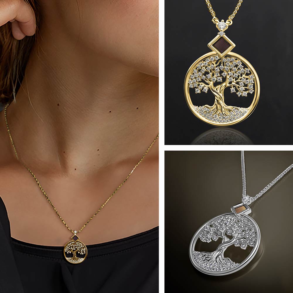 Jewelry for women - tree of life pendant with nano Bible chip