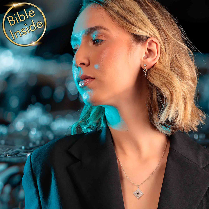 Women's Christian jewelry – square nano Bible necklace for daily wear