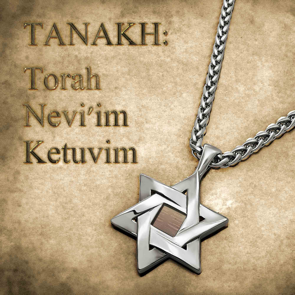 Jewish star necklace featuring micro Bible technology for men