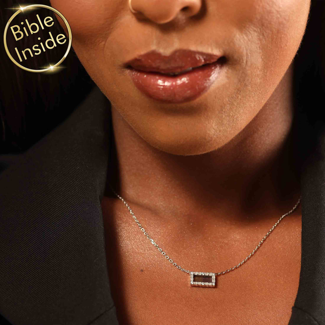 Biblical jewelry necklace featuring complete Holy Bible technology for women and daily wear