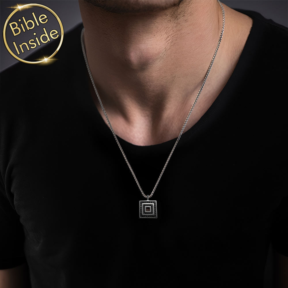 Bible jewelry for Christians – plain Romeo square pendant in silver