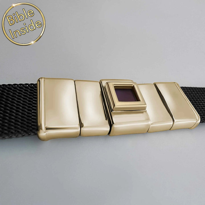 Men's Bible verse bracelet in stainless steel - featuring New Testament nano chip