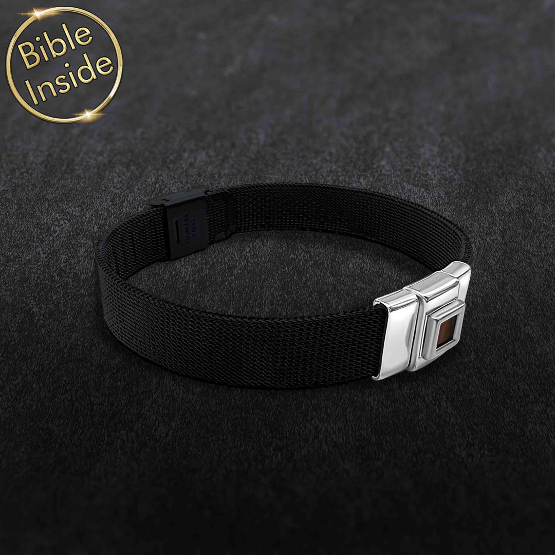Premium men's Christian bracelet in 14K gold with nano Bible - My Nano Jewelry